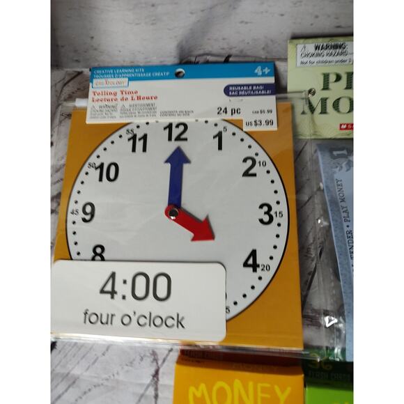 Lot Of Educational Math Tools Clock Money Flashcards Magnetic Numbers New - Picture 3 of 7